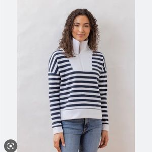 Dudley Stephens Putnam Pullover Striped Fleece Navy / White in XS NEW